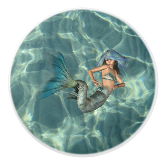 Onderwater Mermaid Keramische Knop (Voorkant)