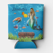 Onderwater Mermaid Treasure Hunt Fantasy Blue Blikjeskoeler (Voorkant)
