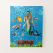 Onderwater Mermaid Treasure Hunt Fantasy Blue Legpuzzel (Verticaal)