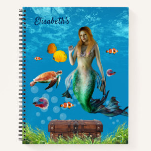 Onderwater Mermaid Treasure Hunt Fantasy Blue Notitieboek