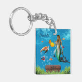 Onderwater Mermaid Treasure Hunt Fantasy Blue Sleutelhanger (Voorkant Links)