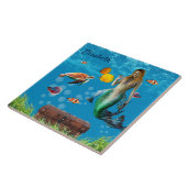 Onderwater Mermaid Treasure Hunt Fantasy Blue Tegeltje (Zijkant)
