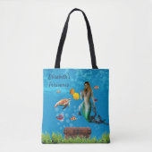 Onderwater Mermaid Treasure Hunt Fantasy Blue Tote Bag (Voorkant)