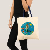 Onderwater Mermaid Treasure Hunt Fantasy Blue Tote Bag (Voorkant (product))