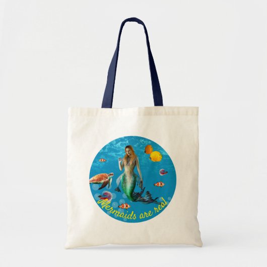 Onderwater Mermaid Treasure Hunt Fantasy Blue Tote Bag (Voorkant)