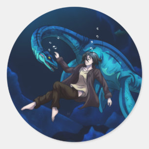 Onderwater met een Plesiosaurus Ronde Sticker