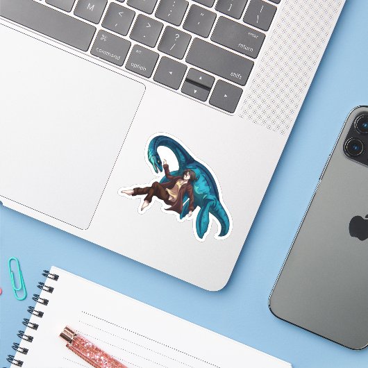 Onderwater met een Plesiosaurus Sticker (Laptop met iPhone)