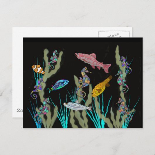 Onderwater Neon Fantasy Briefkaart (Voorkant / Achterkant)