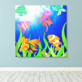 Onderwater Oasis Tropisch Vis Paradijs Canvas Afdruk (Insitu (Houten vloer))