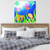 Onderwater Oasis Tropisch Vis Paradijs Canvas Afdruk (Insitu (Slaapkamer))