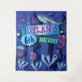 Onderwater Oceaan Verjaardagsfeest Foto-Op Backdro Wandkleed (Voorkant)