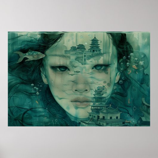 Onderwater Ocean Fantasy World Poster (Voorkant)