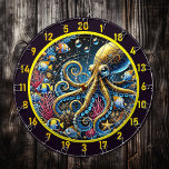 Onderwater Octopus Fantasy Design Dartbord<br><div class="desc">Stap in een wereld van onderwaterbetovering met het "Underwater Octopus Fantasy Dartboard Design". Dit dartbord heeft een gouden octopus in het midden, omringd door stralende koraalriffen, tropische vissen en glinsterende oceaandetails. Het kunstzinnige cirkelvormige ontwerp maakt het ideaal voor mannen grotten, vislodges, jachtretraites en slaapzalen. Meer dan alleen een spel, dit...</div>