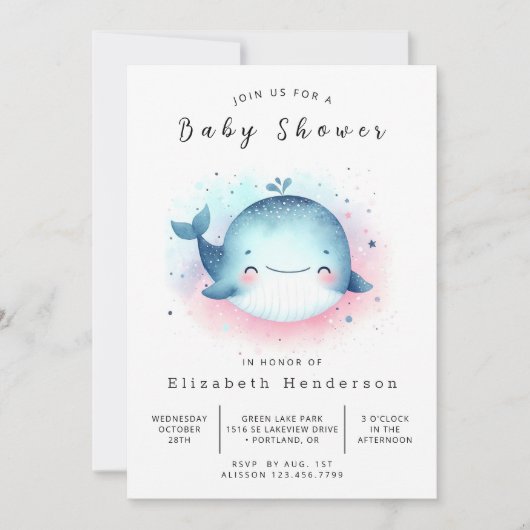 Onderwater online walvis Baby shower Kaart (Voorkant)