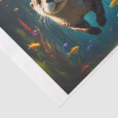 Onderwater otter zwemmen met weinig vis tissuepapier (Detail)