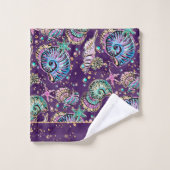Onderwater Paarse Luxe | Dark Pastel Gold Zee Life Bad Handdoek (Wasdoekje)