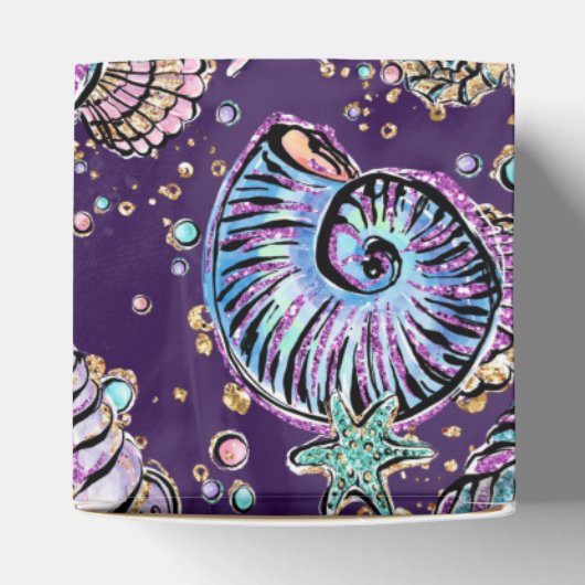 Onderwater Paarse Luxe | Dark Pastel Gold Zee Life Bedankdoosjes (Bovenkant)