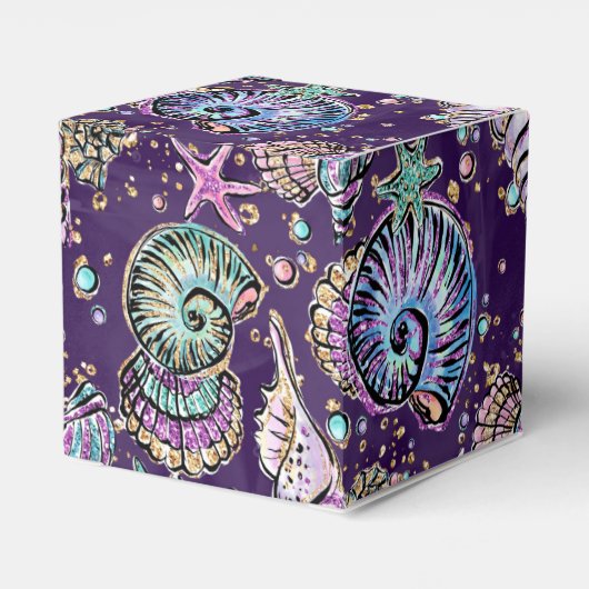 Onderwater Paarse Luxe | Dark Pastel Gold Zee Life Bedankdoosjes (Achterkant)