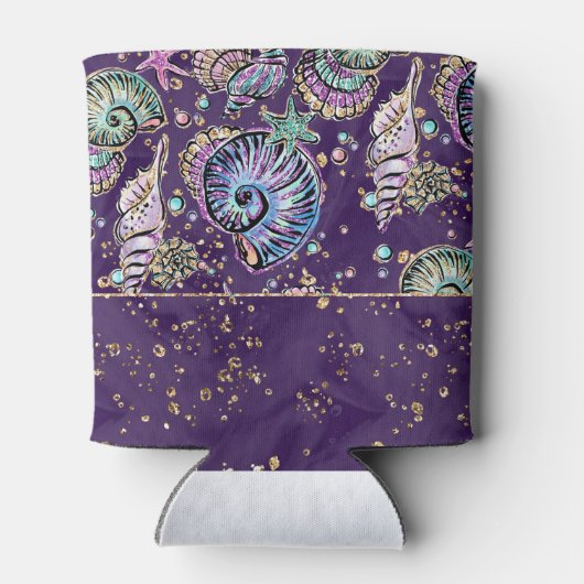 Onderwater Paarse Luxe | Dark Pastel Gold Zee Life Blikjeskoeler (Achterkant)