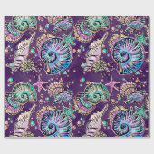 Onderwater Paarse Luxe | Dark Pastel Gold Zee Life Cadeaupapier (Vlak)