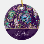 Onderwater Paarse Luxe | Dark Pastel Gold Zee Life Keramisch Ornament (Voorkant)