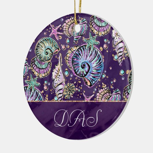Onderwater Paarse Luxe | Dark Pastel Gold Zee Life Keramisch Ornament (Links)
