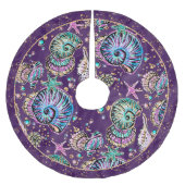 Onderwater Paarse Luxe | Dark Pastel Gold Zee Life Kerstboom Rok (Voorkant)