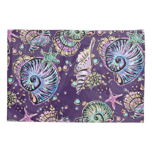 Onderwater Paarse Luxe | Dark Pastel Gold Zee Life Kussensloop (Achterkant)