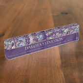 Onderwater Paarse Luxe | Dark Pastel Gold Zee Life Naambordje (Zijkant)