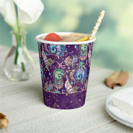 Onderwater Paarse Luxe | Dark Pastel Gold Zee Life Papieren Bekers