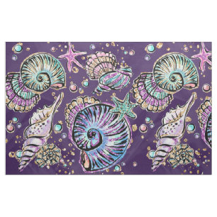 Onderwater Paarse Luxe   Dark Pastel Gold Zee Life Stof