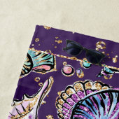 Onderwater Paarse Luxe | Dark Pastel Gold Zee Life Strandlaken (In situ)