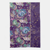 Onderwater Paarse Luxe | Dark Pastel Gold Zee Life Theedoek (Verticaal)