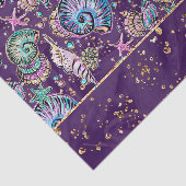 Onderwater Paarse Luxe | Dark Pastel Gold Zee Life Tissuepapier (Detail)