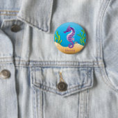 Onderwater Paarse Seahorse Ronde Button 5,7 Cm (In situ)