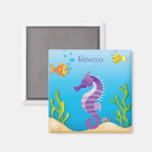 Onderwater Paarse zeepaardje Magneet (Voorkant / Achterkant)