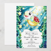 Onderwater Pastel Turtle Baby shower Kaart (Voorkant / Achterkant)