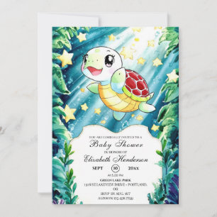 Onderwater Pastel Turtle Baby shower Kaart