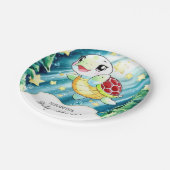 Onderwater Pastel Turtle Baby shower Papieren Bordje (Gekanteld)