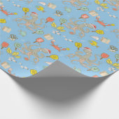 Onderwater Pickleball Xmas editie blauw Wrapping P Cadeaupapier (Hoek)