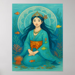 Onderwater prinses in Kimono Poster