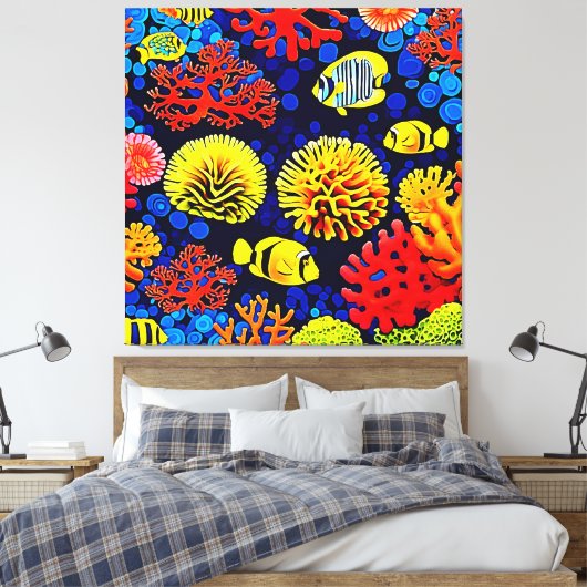 Onderwater Reef Life Bright Design Canvas Afdruk (Insitu (Slaapkamer))