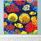 Onderwater Reef Life Bright Design Canvas Afdruk (Insitu (Houten vloer))