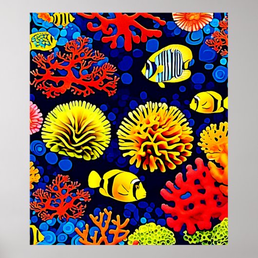 Onderwater Reef Life Bright Design Poster (Voorkant)