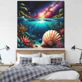 Onderwater rifscene met Melkweg Canvas Afdruk (Insitu (Slaapkamer))