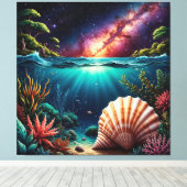 Onderwater rifscene met Melkweg Canvas Afdruk (Insitu (Houten vloer))