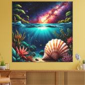 Onderwater rifscene met Melkweg Canvas Afdruk (Insitu (Woonkamer))