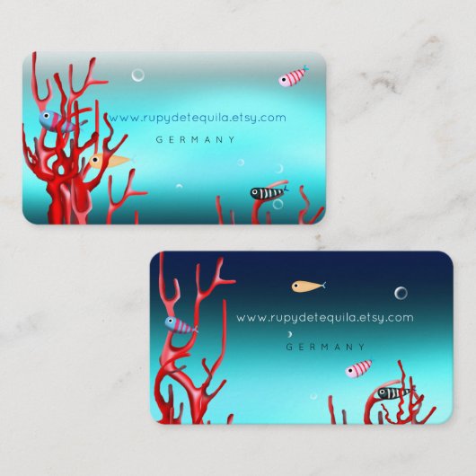 Onderwater Rode koraal Turquoise Visitekaartje (Voorkant / Achterkant)