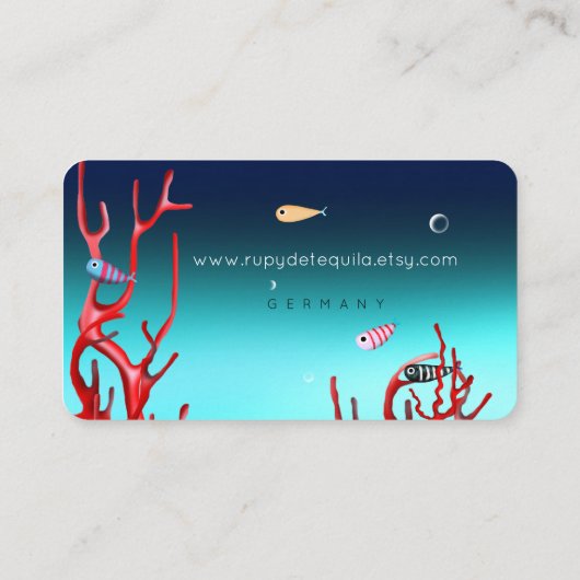 Onderwater Rode koraal Turquoise Visitekaartje (Achterkant)