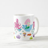 Onderwater Roze Zeemeermin en Octopus Ocean Fantas Koffiemok (Voorkant rechts)